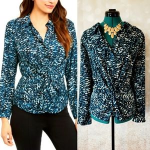 Alfani Teal Cali Snake Printed Twist-Front Blous